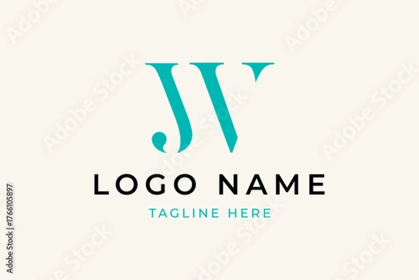 Fototapeta JW or WJ initial letter logo design vector