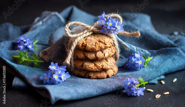 Fototapeta Homemade Keto Cookies Rustic Style for Holiday Baking, School Events, and Craft Sales	