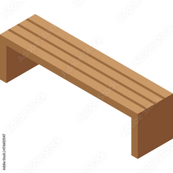 Fototapeta Simple Wooden Park Bench With A Transparent Background Showing A Clean Isometric View Of A Seat With Three Slats
