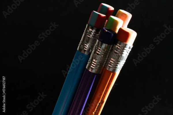 Obraz Group of colorful pencils with dark background