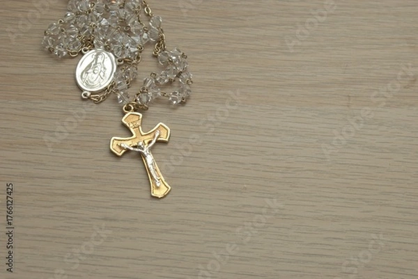 Obraz Rosary Cross Close-Up with Shallow Focus