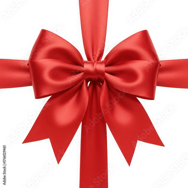 Obraz Elegant red satin ribbon bow isolated on transparent background