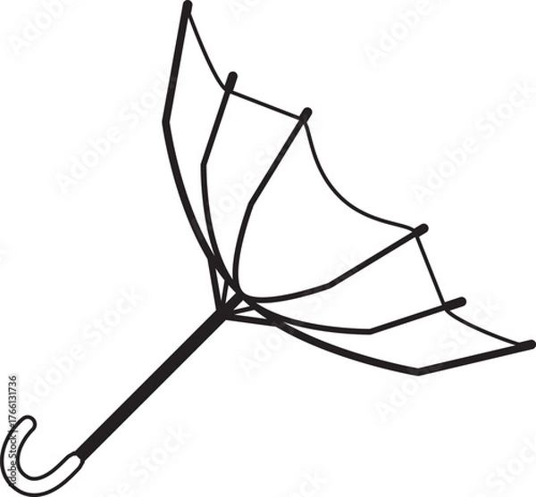 Fototapeta Umbrella has blown inside out linework icon.