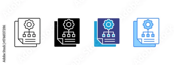 Fototapeta Workflow icon set multiple style collection