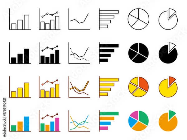 Obraz ビジネス資料に使える色々なグラフの素材セット