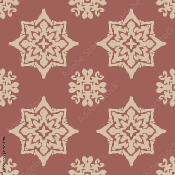 Fototapeta Pastel Flowers Pastel Color Ikat Seamless Pattern - Pattern Seamless Ikat Earth Tone _ Surface Pattern for Fabrics and Paper Printing