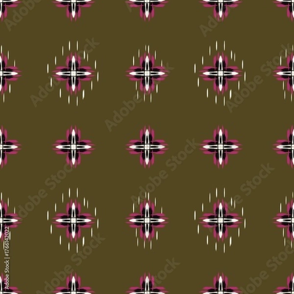 Fototapeta Olive Green Ikat Seamless Pattern - Pattern Seamless -Surface Pattern - Wallpaper ikat - Ikat Classic Green design for fabrics and paper - Kitchen stationery
