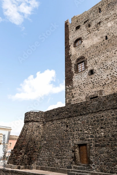 Fototapeta Architectural Sights of The Norman Castle (Castello Normanno) in Adrano, Sicily, Italy.