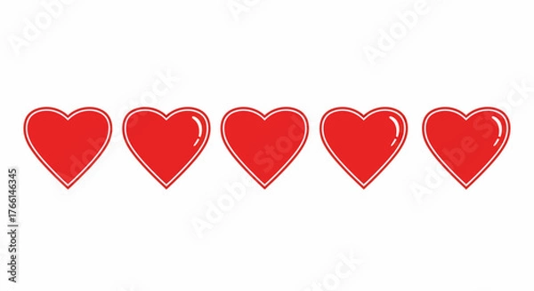 Obraz Hearts Vector Illustration Five Red Icons for Love, Health, and Affection