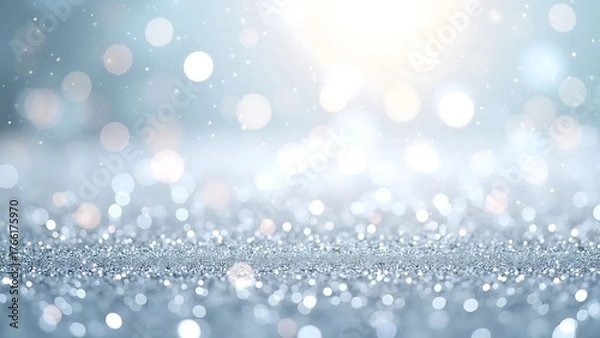 Obraz Glamorous Silver and Ice Blue Glitter Background with Bright Bokeh Effect for Winter Parties and Christmas Events