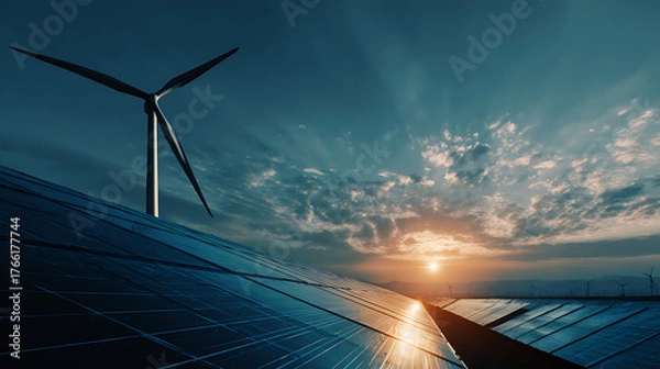 Obraz Champion Green Energy with Dynamic, High-Impact Visuals of Solar, Wind, and Clean Power