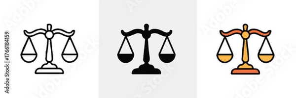 Fototapeta law and justice balance scale icons vector ai eps jpeg png modern flat gradient symbols
