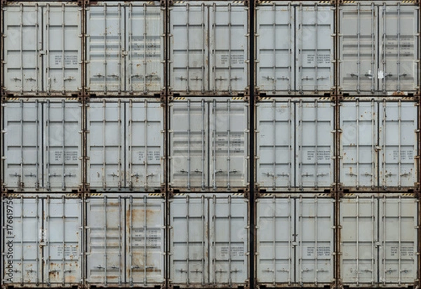 Fototapeta Seamless background of stacked shipping containers.
