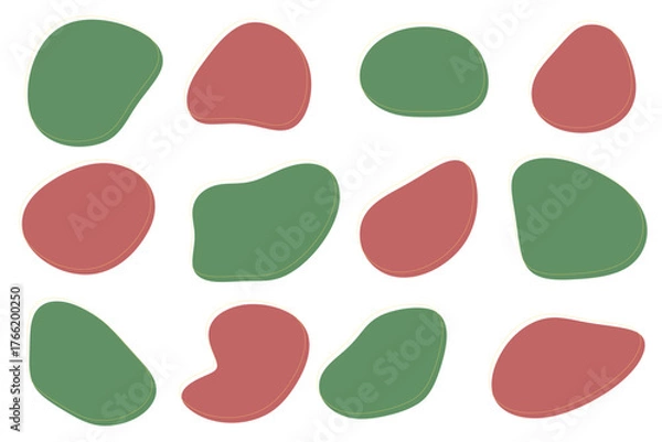 Fototapeta クリスマスカラーの有機的シェイプ　フレーム