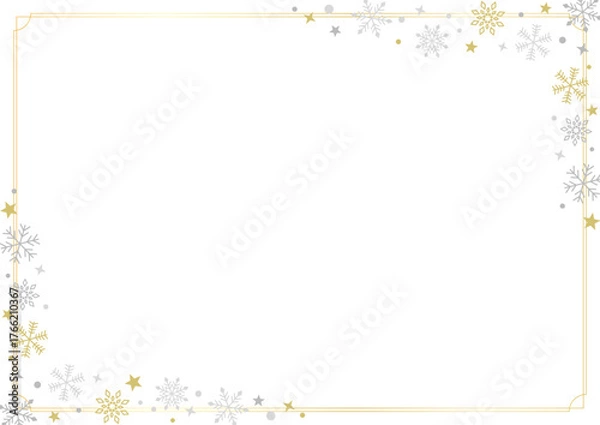Obraz かわいい雪の結晶のフレーム