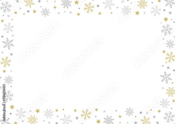 Obraz かわいい雪の結晶のフレーム