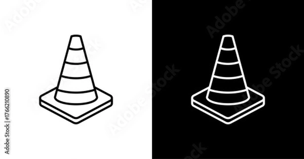 Obraz Traffic Cone Icon Set Multiple Style Collection