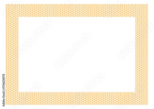 Fototapeta 日本の伝統柄である麻の葉柄のフレーム・黄色のフレーム
