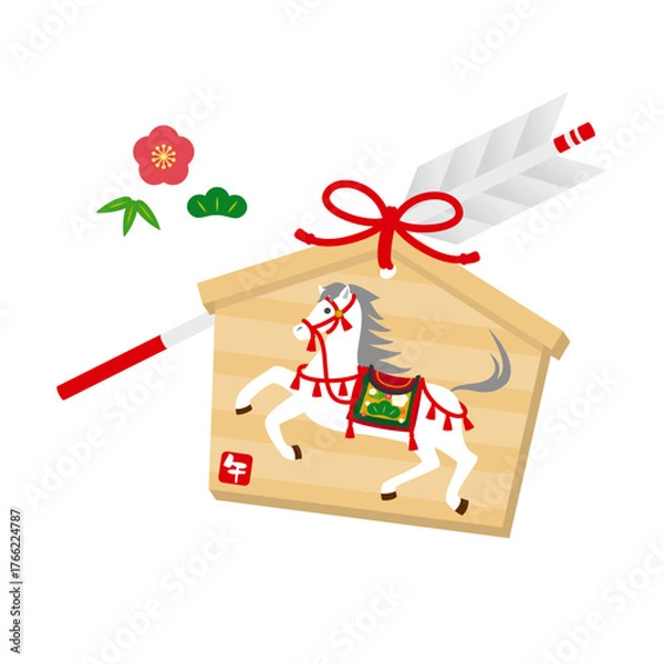 Obraz 絵馬と破魔矢のイラスト