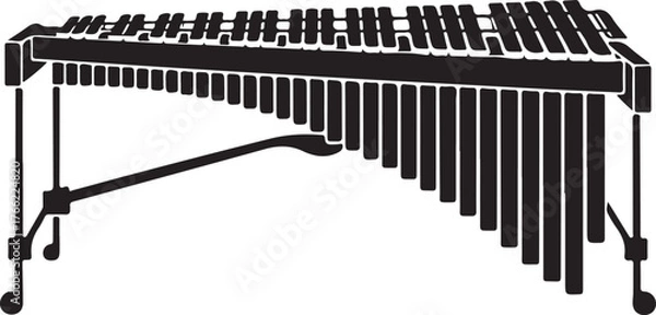 Obraz black silhouette of marimba on white background, vector