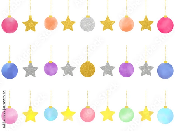 Fototapeta クリスマスオーナメントのイラストセット