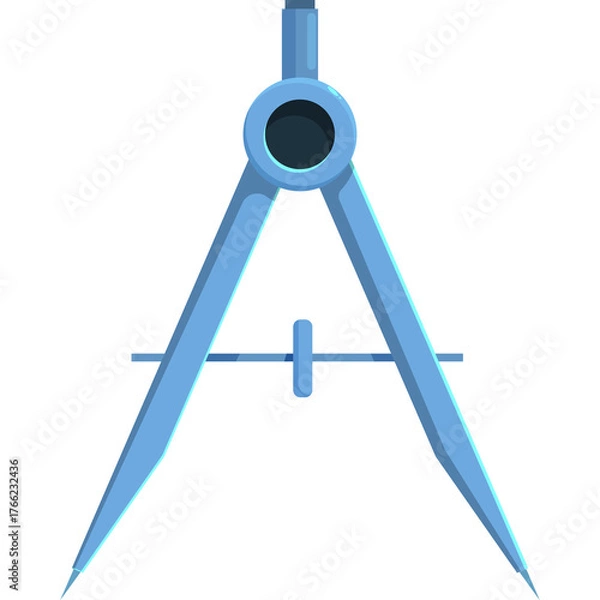 Fototapeta Light Blue Drawing Compass Tool With A Dark Blue Center And A Transparent Background In A Flat Design Style