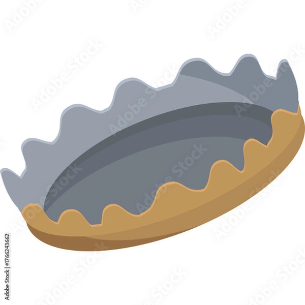 Fototapeta Empty Metal Bottle Cap Seen From Above With Silver And Tan Colors On A Transparent Background