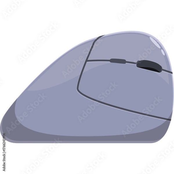 Fototapeta Ergonomic computer mouse with a smooth grey finish and black scroll wheel on a white background