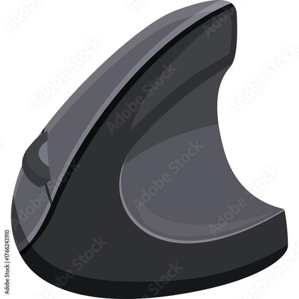 Fototapeta Ergonomic Computer Mouse with Smooth Grey Finish and Curved Design Promoting Comfortable Hand Position for Digital Work