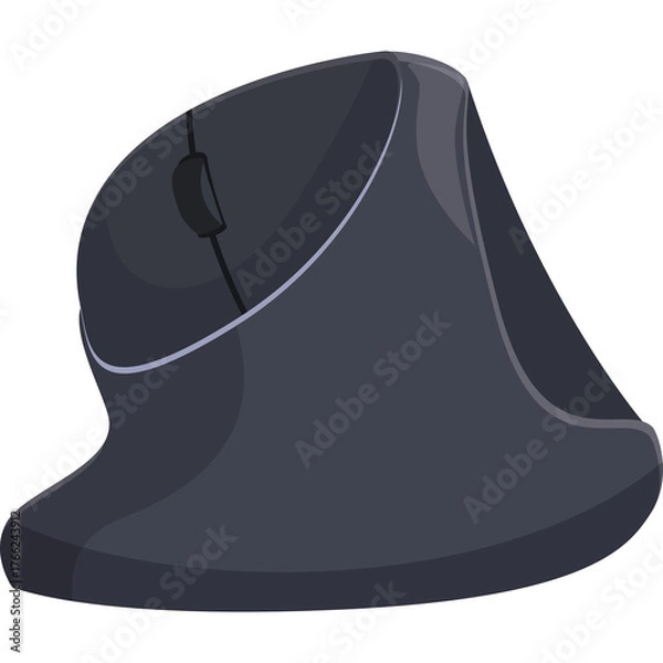 Fototapeta Ergonomic Dark Gray Computer Mouse With Scroll Wheel and Buttons Isolated On White Background With Transparent Background