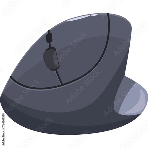 Fototapeta Ergonomic Computer Mouse With Scroll Wheel In Dark Gray With A Transparent Background Suitable For Technology And Office Use