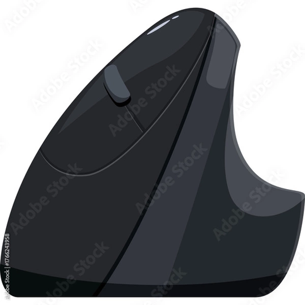 Fototapeta Ergonomic Vertical Computer Mouse in Sleek Dark Gray Design with Smooth Curves and Click Buttons for Enhanced Comfort and Productivity in a Studio Setting