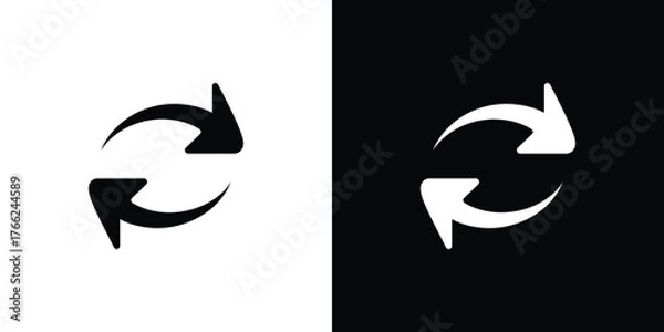 Fototapeta Invert Arrow Sign Symbol, White Arrow on Black Background, Black Arrow on White Background
