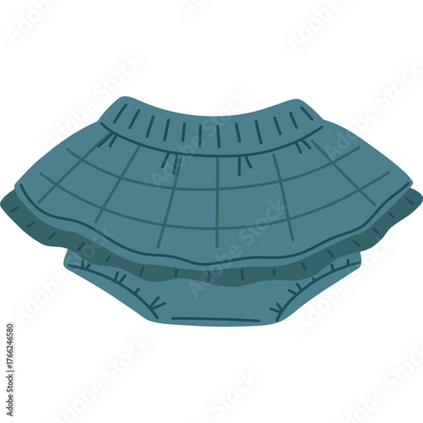 Fototapeta Teal Plaid Ruffled Diaper Cover with Elastic Waistband and Leg Openings for Toddlers