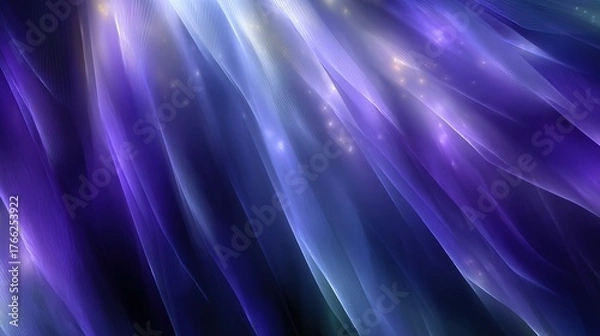 Fototapeta Ethereal Flowing Fabric of Light in Deep Violet and Blue Hues with Sparkling Highlights