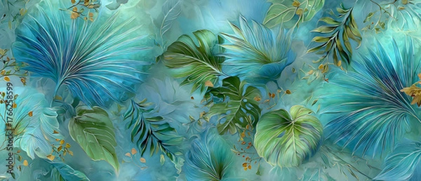 Fototapeta Aquamarine Tropical Silk: Perfect for Website Headers and Summer Resort Ads for Coastal Retreats and Beachfront Getaways