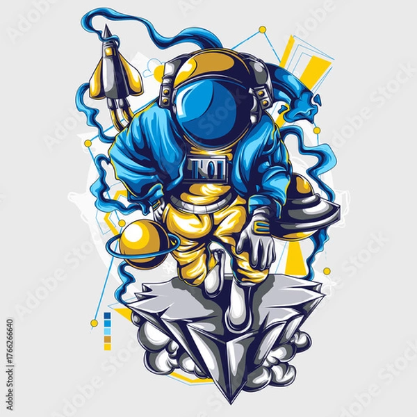 Obraz astronaut run illustration unique pose