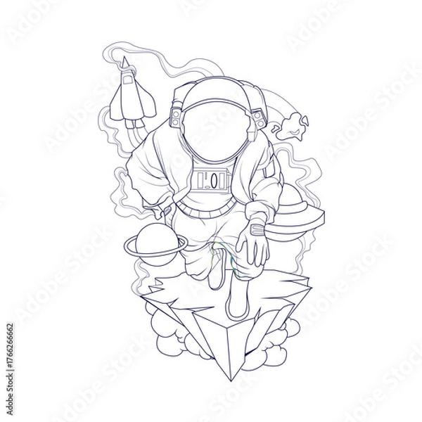 Obraz astronaut run illustration unique pose