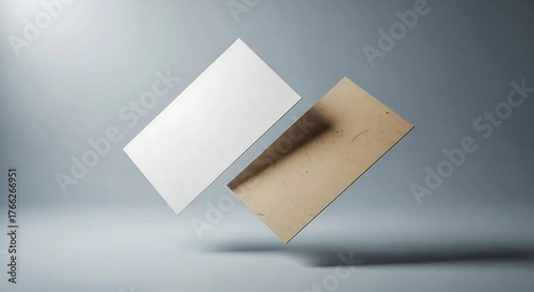 Fototapeta Floating Business Cards Mockup Clean and Professional Design.