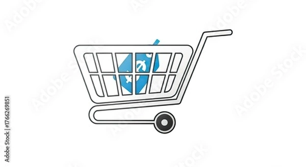 Obraz Shopping cart filled with money symbols represents commerce, finance, and online buying power for your business projects.