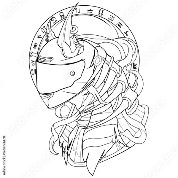Obraz anubis with helmet motorcycle