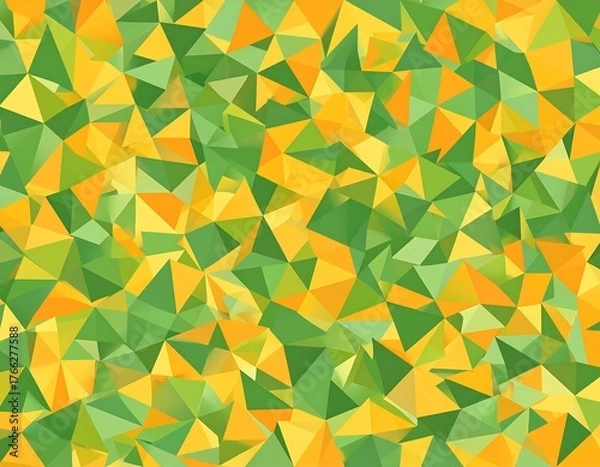 Obraz Abstract pattern composed of various green, yellow, and orange triangles
