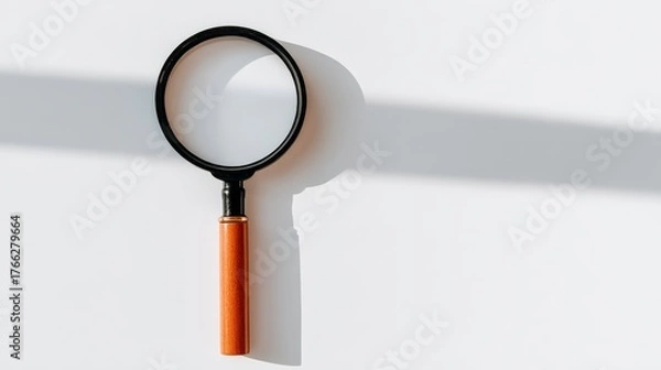 Fototapeta Premium magnifying glass with ergonomic wooden handle for detailed reading hobby and inspection tasks.