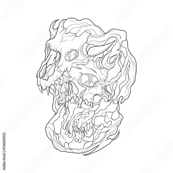 Obraz illustration skull and satan