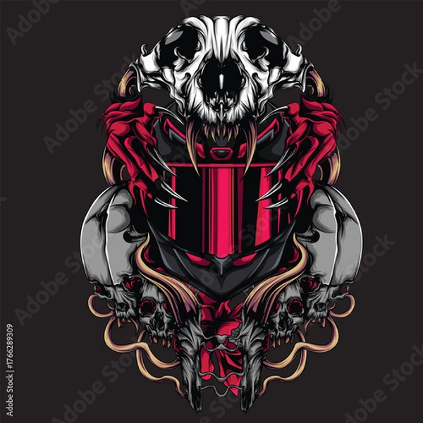 Obraz illustration skull and satan