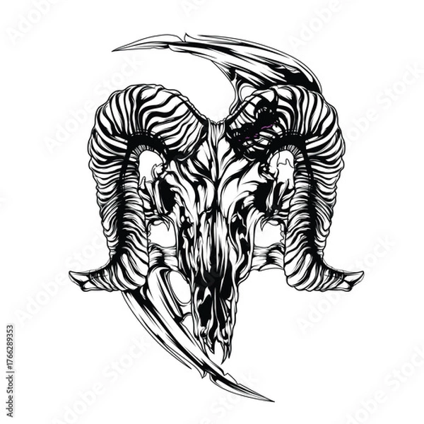 Obraz illustration skull and satan