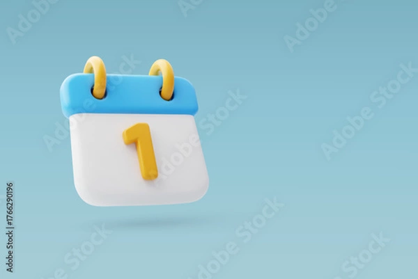 Fototapeta 3d Vector January 1st day of the year and month reminder, Happy New Year concept.