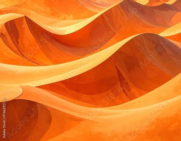 Obraz Abstract rendering of fluid desert dunes with warm orange and tan hues