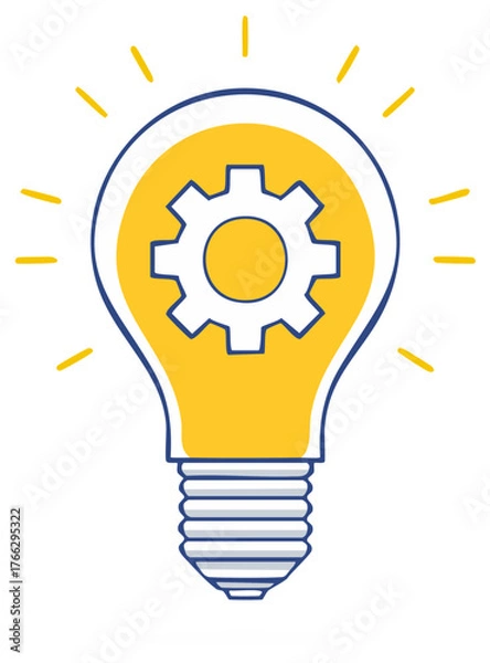 Fototapeta Lightbulb with Gear Inside Symbolizing Idea Generation or Problem Solving