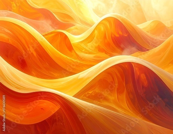 Obraz Abstract representation of flowing waves in warm golden and orange hues